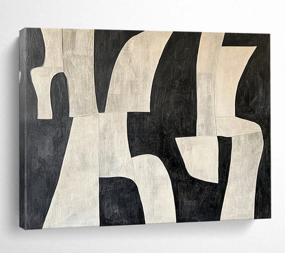 Monochromatic Abstract Forms - Minimalist Geometric Painting On Canvas HB0459
