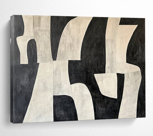 Monochromatic Abstract Forms - Minimalist Geometric Painting On Canvas HB0459