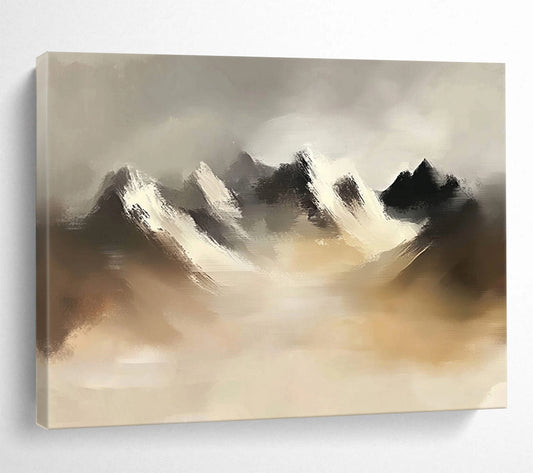“Misty Mountain Peaks” - Gray, Brown, White - Abstract Misty Mountains - Acrylic Painting HB1315