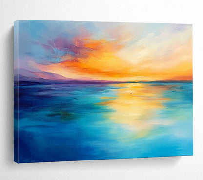 “Soft Sunset Horizons” - Pastel Pinks, Oranges, Yellows, Blues, Dreamy Ocean Sunset - Impasto Oil Painting HB1754