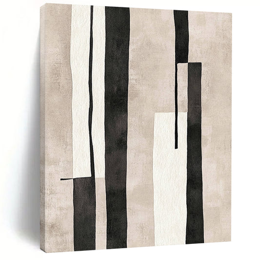 Large contemporary hand-drawn abstract art featuring vertical rectangular shapes in minimalist style with muted colors on textured paper inspired by Matisse. DLZ1270