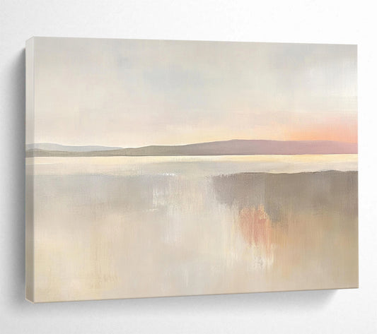 “Soft Pastel Coastal Sunset” - Pastel Palette, Coastal Reflection, Minimalist Landscape Painting On Canvas HB0899