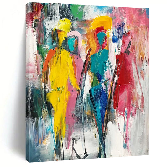 Vibrant contemporary hand-painted abstract art featuring dynamic composition thick brush strokes and emotional expressionism against a light background. DLZ0618