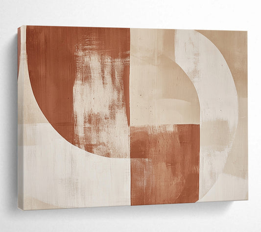 “Earth - Toned Geometric Shapes” - Brown, Beige, White, Abstracted Geometric Forms - Acrylic Painting HB1665