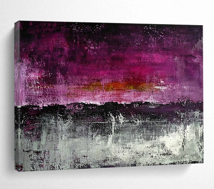 “Vibrant Purple and Gray Abstract” - Purple, Gray, Textured Layers, Abstract Expressionism Painting On Canvas HB0900