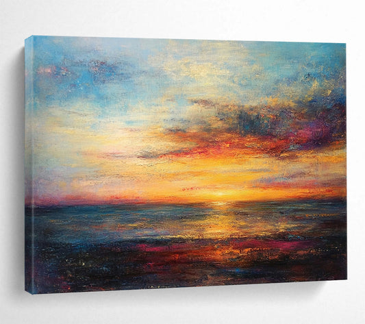 Colorful Sea Sunset - Romantic Landscape Oil Painting On Canvas HB0477