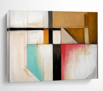 Colorful Geometric Abstract "Modern Mosaic" Painting On Canvas HB0413
