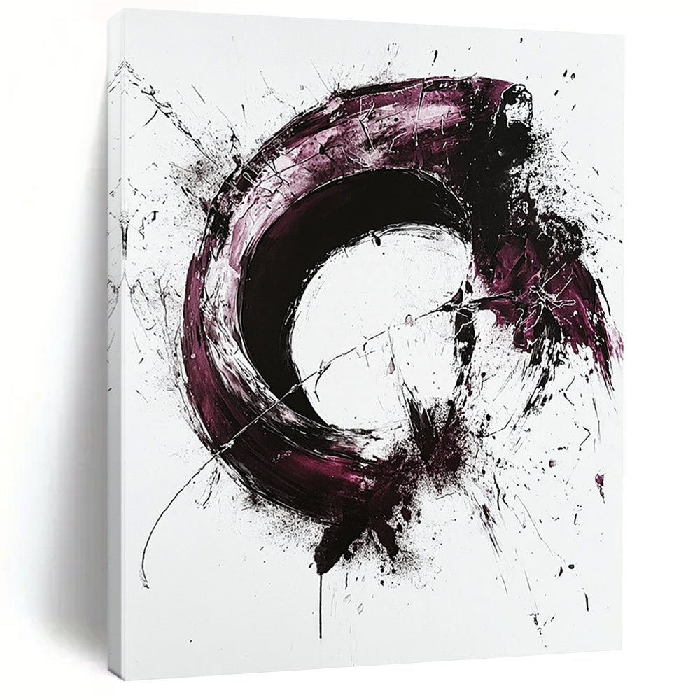 White, Black, Purple with Expressive Swirls "Passionate Motion" Abstract Painting On Canvas HB019