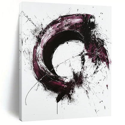 White, Black, Purple with Expressive Swirls "Passionate Motion" Abstract Painting On Canvas HB019