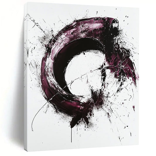 White, Black, Purple with Expressive Swirls "Passionate Motion" Abstract Painting On Canvas HB019