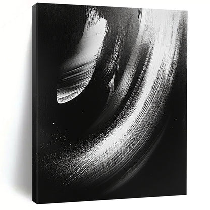 Black and White Smooth Curves "Subtle Motion" Painting On Canvas HB289