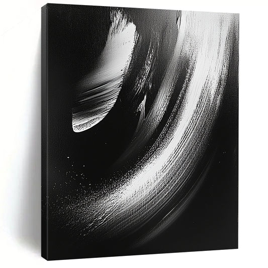 Black and White Smooth Curves "Subtle Motion" Painting On Canvas HB289