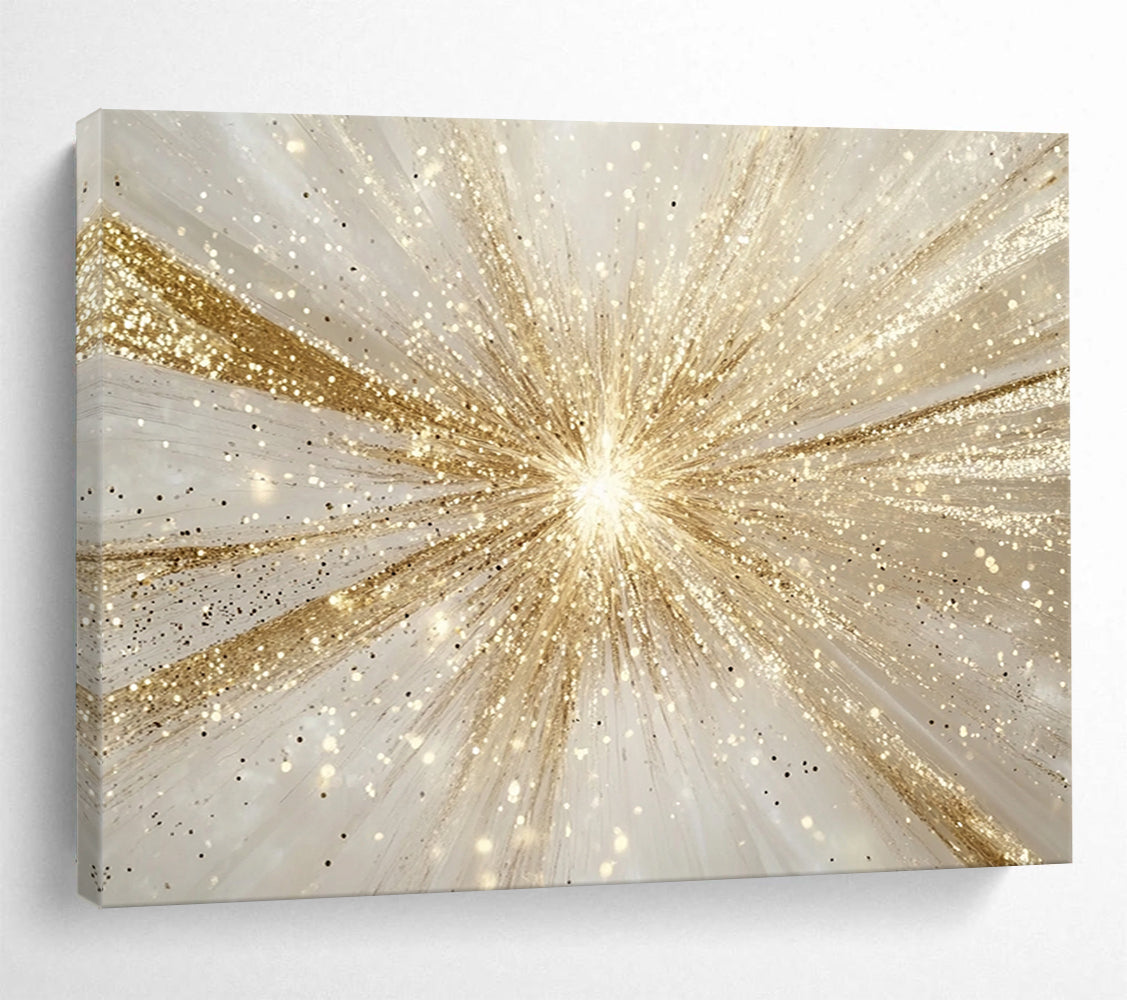 “Glistening Gold Starburst” - Gold, Sparkling, Starburst Pattern Painting On Canvas HB0770