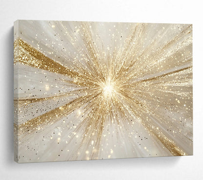 “Glistening Gold Starburst” - Gold, Sparkling, Starburst Pattern Painting On Canvas HB0770
