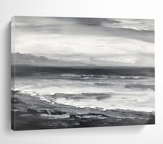 Dramatic Hand - Painted Textured Abstract Painting for Entryway & Living Room DKH632
