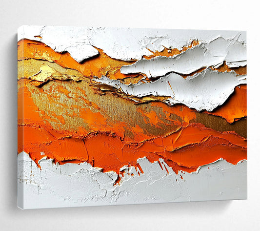 Orange and Gold Textured Terrain - Bold Impasto Abstract Painting On Canvas HB0432