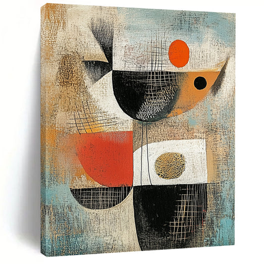 Abstract Geometric Shapes in Earth Tones - “Warm Geometric Tapestry” Painting On Canvas HB209