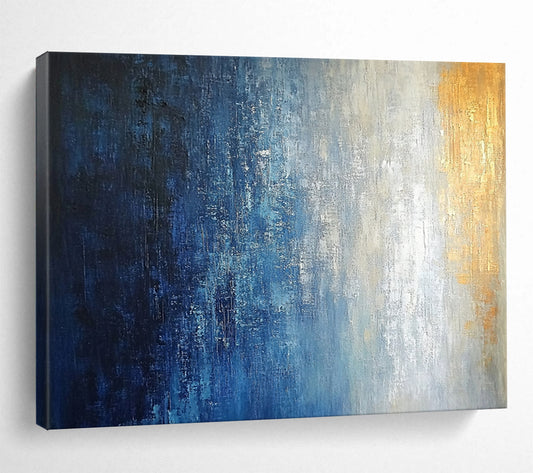 “Blue - Gold Gradient Abstract” - Blue, Gold with Smooth Gradient - Painting On Canvas HB1390