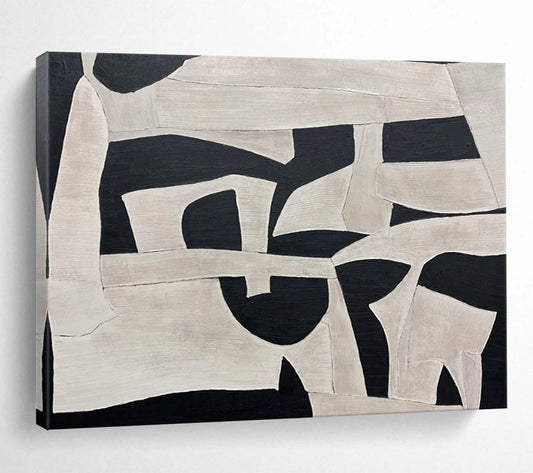 Black - and - White Collage Art Abstract Painting - Creative Accent for Personal Study DLZ093