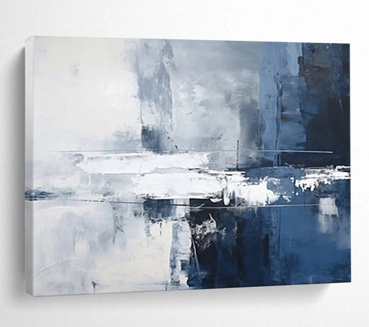 Blue - Gray Abstract Cityscape - Modern Office Decor DLZ103