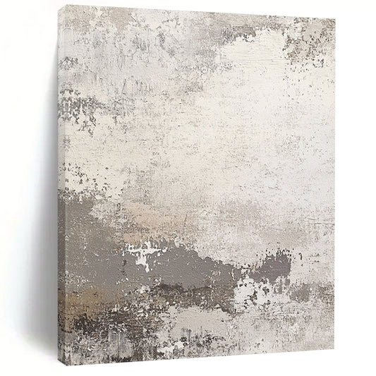 Contemporary hand-painted abstract art featuring a neutral color palette with gray and beige tones designed for versatile wall decor. DLZ0396