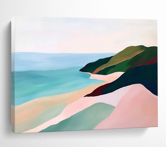 “Pastel Coastal Cliffs” - Pinks, Greens, Blues, Coastal Cliffs - Abstract Acrylic Painting HB1590