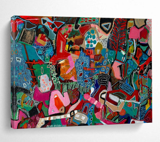 Colorful Abstract Mosaic - Vibrant Living Room or Office Art DLZ242