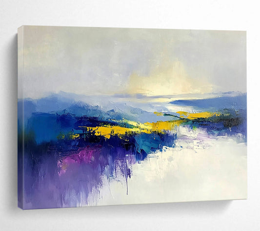 “Colorful Abstract Landscape” - Blue, Yellow, Purple, Bold Brushstrokes, Abstract Landscape Painting On Canvas HB0901