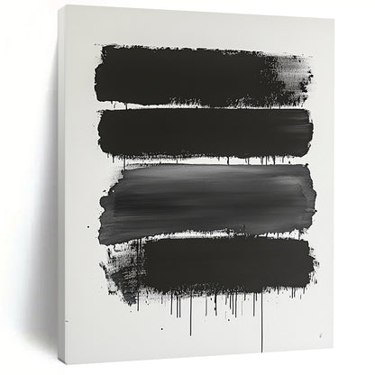 Black and Gray Dripping Stripes "Moody Flow" Painting On Canvas HB275