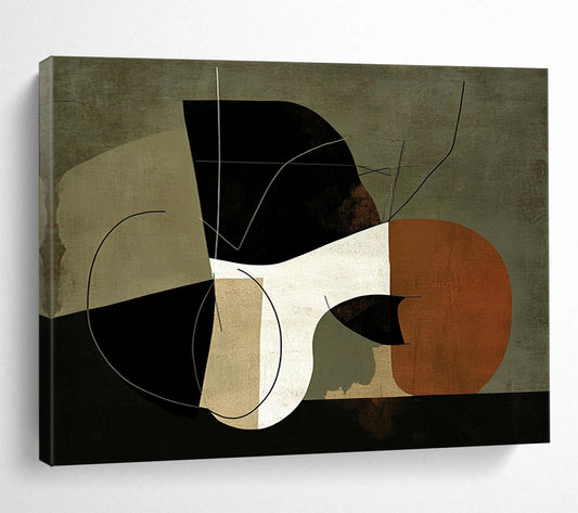 “Abstract Shapes Fusion” - Earthy Tones, Geometric Shapes and Lines - Abstract Acrylic Painting HB1750