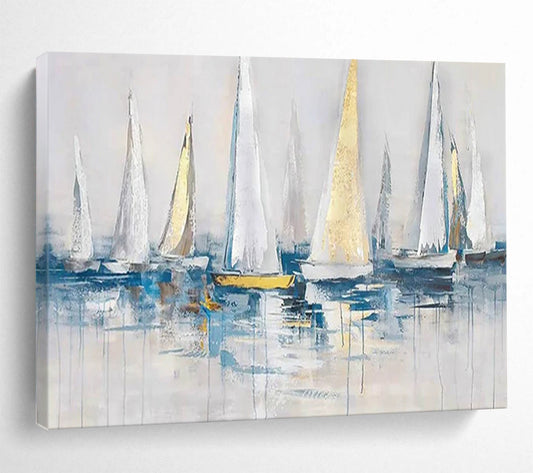 Sailboats on Calm Sea - Nautical Living Room or Office Art DLZ257