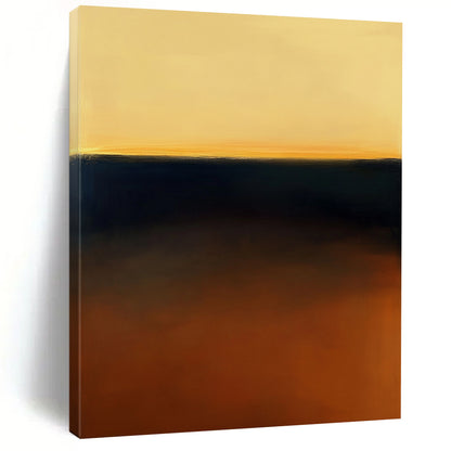 Contemporary abstract art featuring a stunning amber and navy gradient reflecting the golden hour inspired by Mark Rothko's style. DLZ1356