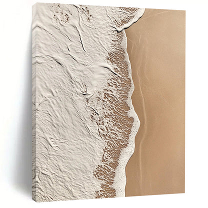 Contemporary abstract art showcasing intricate beige and white patterns blending with solid brown, evoking calmness and natural tranquility. DLZ1182