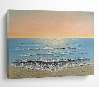 “Textured Beach Sunset” - Oranges, Pinks, Blues, Textured Beach - Impasto Oil Painting HB1604