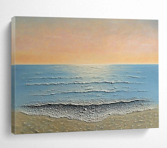 “Textured Beach Sunset” - Oranges, Pinks, Blues, Textured Beach - Impasto Oil Painting HB1604