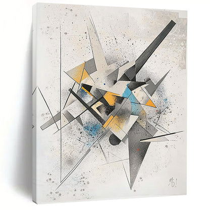 Multicolor Geometric Shapes "Vibrant Construction" Painting On Canvas HB316
