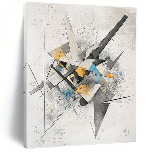 Multicolor Geometric Shapes "Vibrant Construction" Painting On Canvas HB316