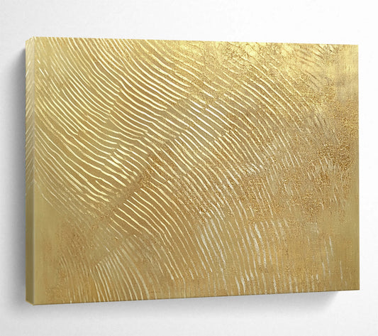 Textured Gold with White Lines - Luxe Abstract Painting On Canvas HB0500
