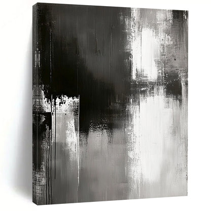Contemporary abstract painting with grungy grey textures muted colors and simple brush strokes on a textured canvas for modern art lovers. DLZ0304