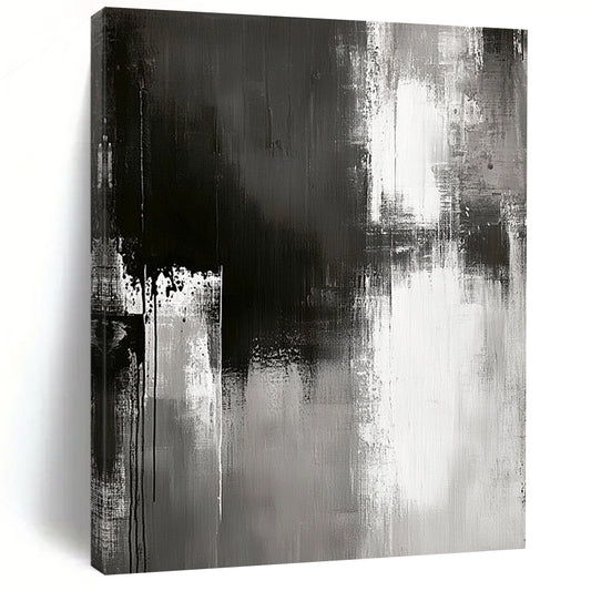 Contemporary abstract painting with grungy grey textures muted colors and simple brush strokes on a textured canvas for modern art lovers. DLZ0304