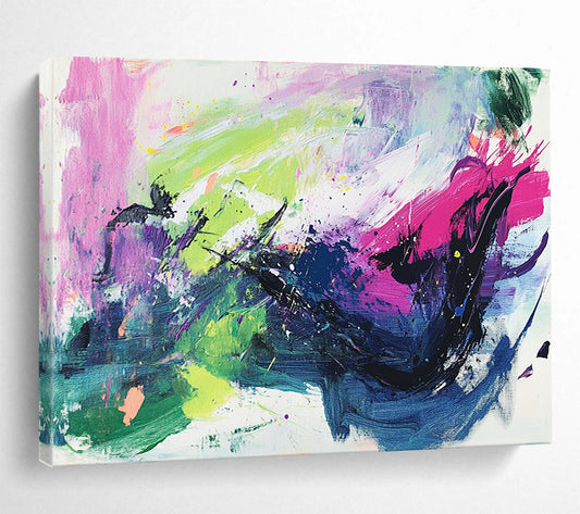 “Vibrant Color Splash Abstract” - Vibrant Palette, Energetic Splashes Painting On Canvas HB0875