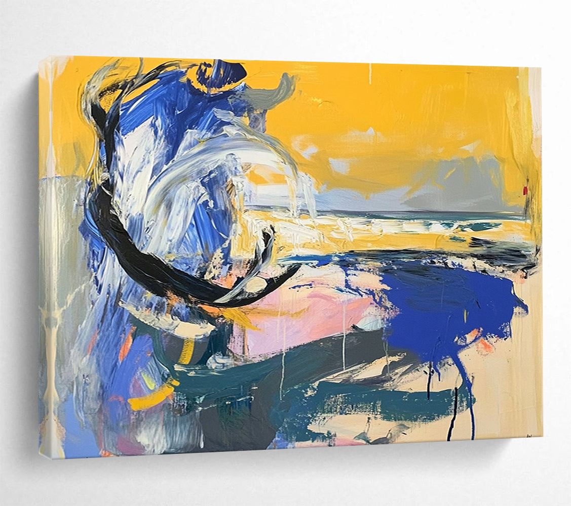 “Colorful Coastal Abstract” - Colorful Palette, Seaside Elements Painting On Canvas HB0872