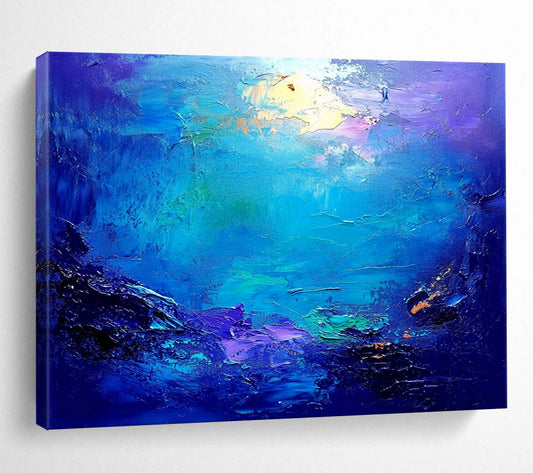 “Vibrant Ocean Swirl” - Blue, Purple, Green, Abstract Sea - Oil Painting HB1477