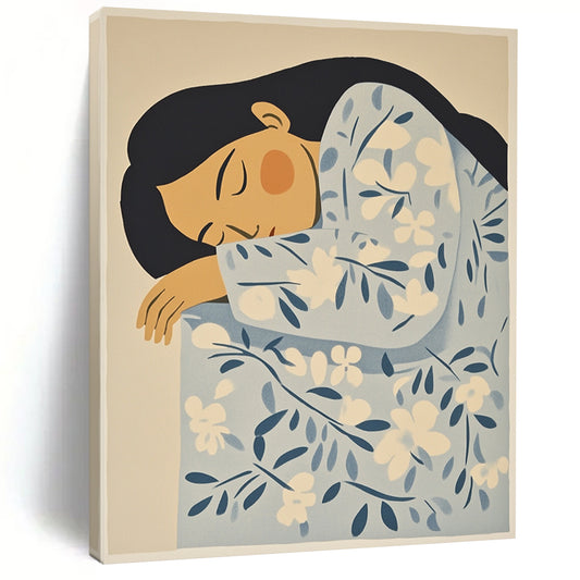 Contemporary abstract painting featuring a red square on a cream background with a striking red letter H at the center. DLZ1696