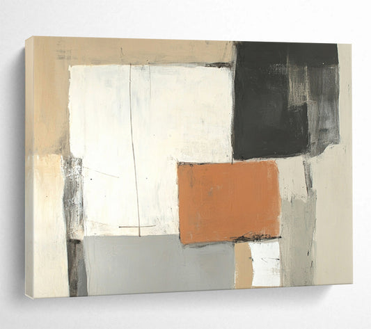 Neutral Tones Abstract Geometric - “Minimalist Blocks” Painting On Canvas HB1459