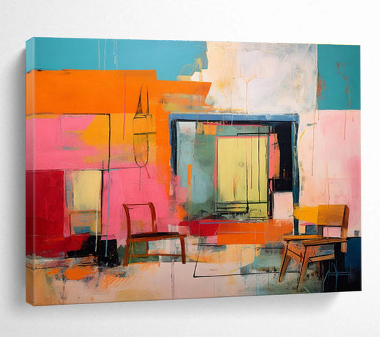 Radiant Hand - Painted Textured Abstract Wall Art for Bar & Dining Room DKH639