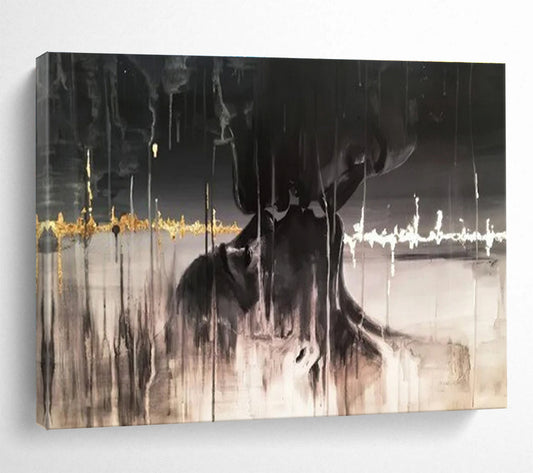 Captivating Large Abstract Artwork with Dynamic Texture for Bedroom & Dining Room DKH900