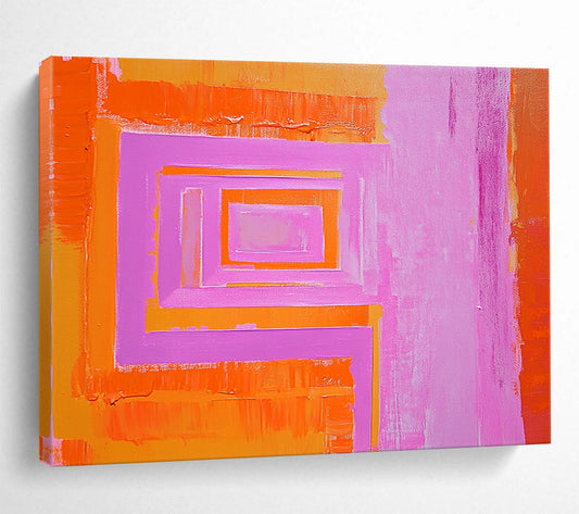 “Geometric Color Layers” - Orange, Pink, Purple, Stacked Rectangular Shapes - Acrylic Painting HB1659
