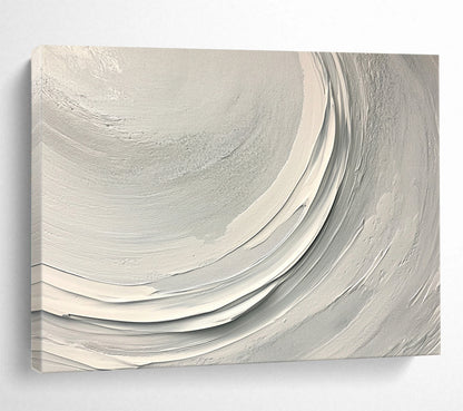 “Smooth White Circular Textured Strokes” - Minimalist Abstract Painting On Canvas HB0511