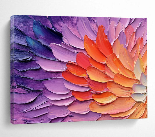“Impasto Flower Petals” - Purple, Pink, Orange - Textured Floral Impasto - Acrylic Painting HB1326
